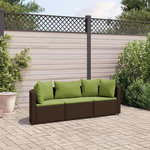VIDAXL Salon de jardin avec coussins 3 pcs marron resine tressee