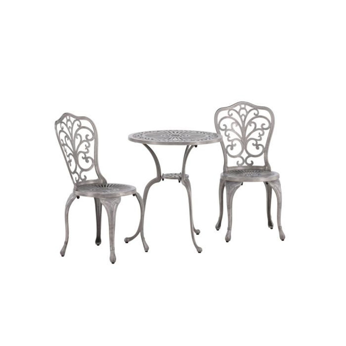 Paris Prix Ensemble Table de Jardin & 2 Chaises  Nandin  73cm Argent