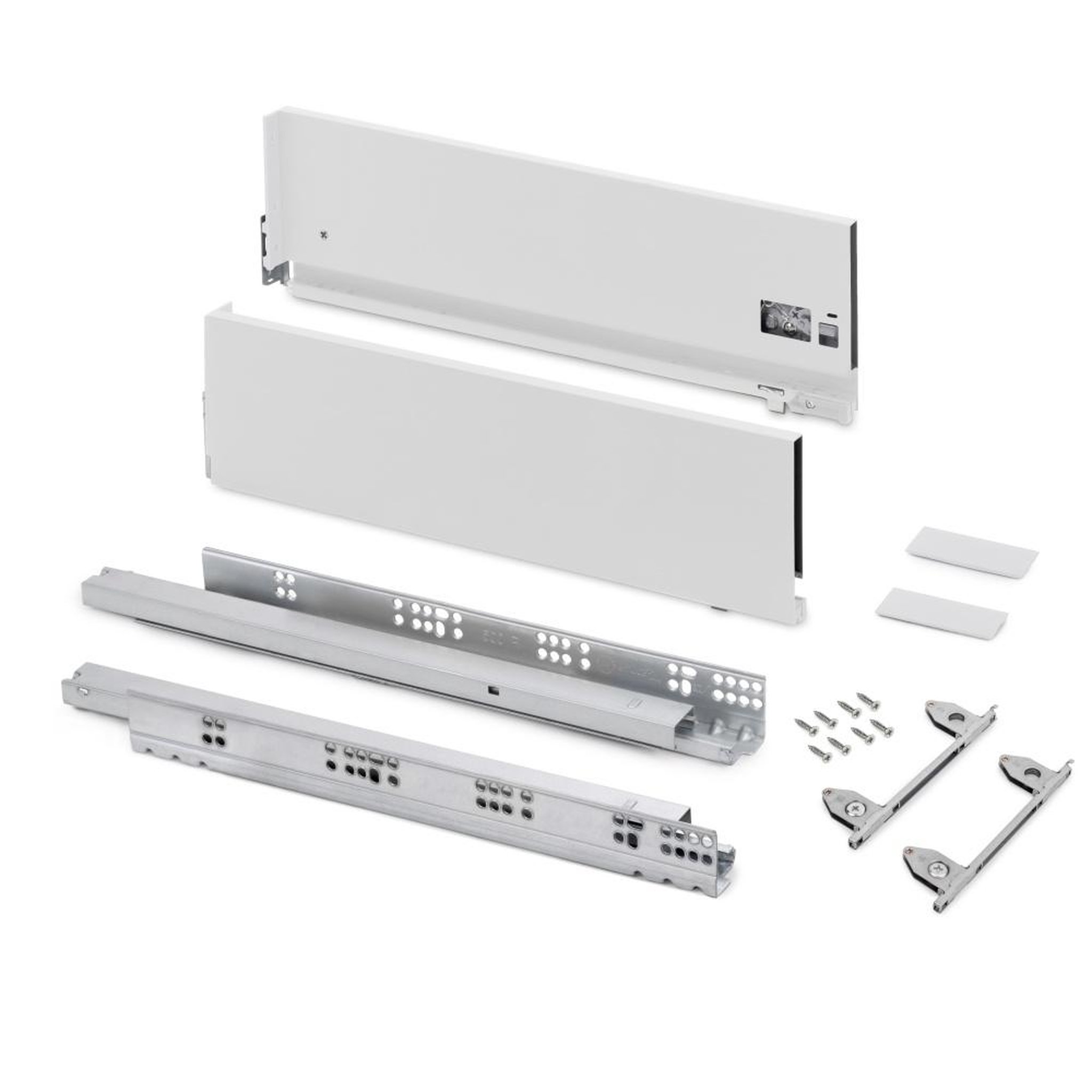 EMUCA SRL Tiroir extérieur Vertex avec réglages 3D hauteur 178mm -  60kg -  profondeur 500mm -  acier -  Peint en blanc