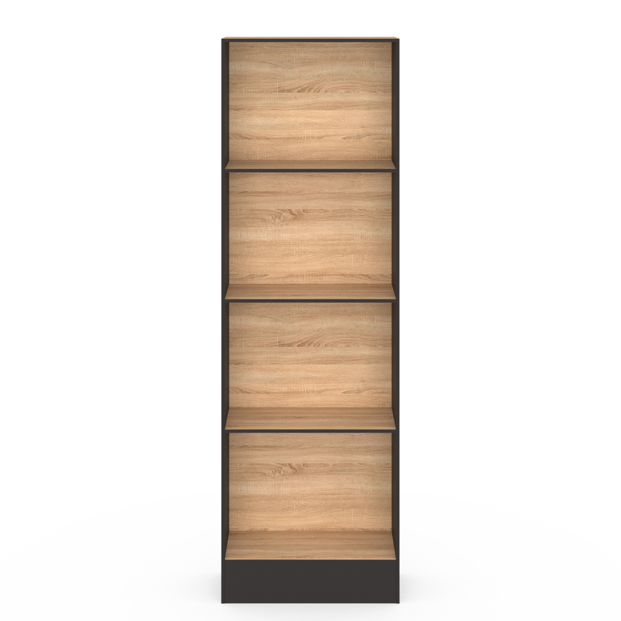 Voir la diapositive 3 : ID MARKET Etagère bibliothèque carla 5 niveaux noir et effet bois 190 cm