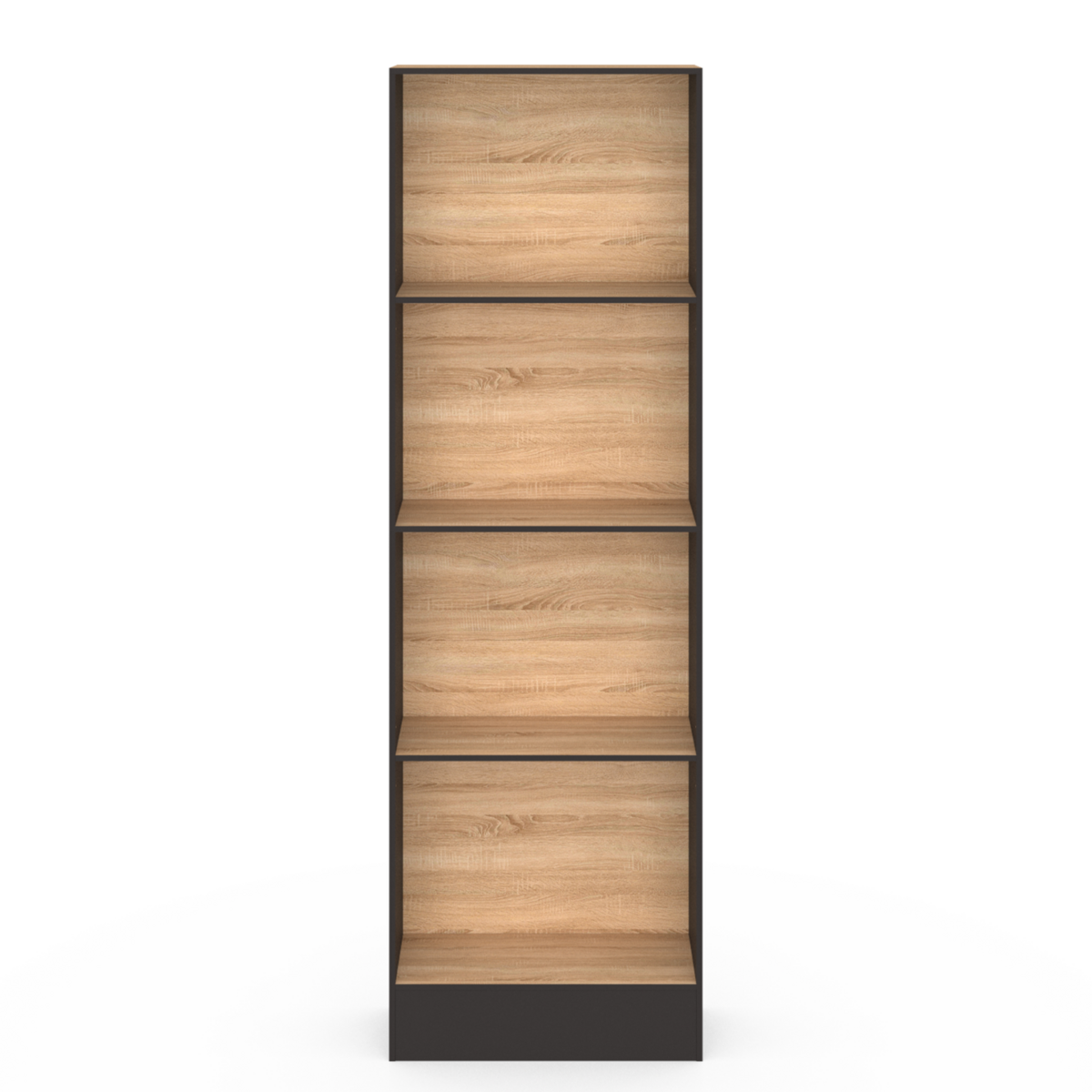 ID MARKET Etagère bibliothèque CARLA 5 niveaux noir et effet bois 190 cm