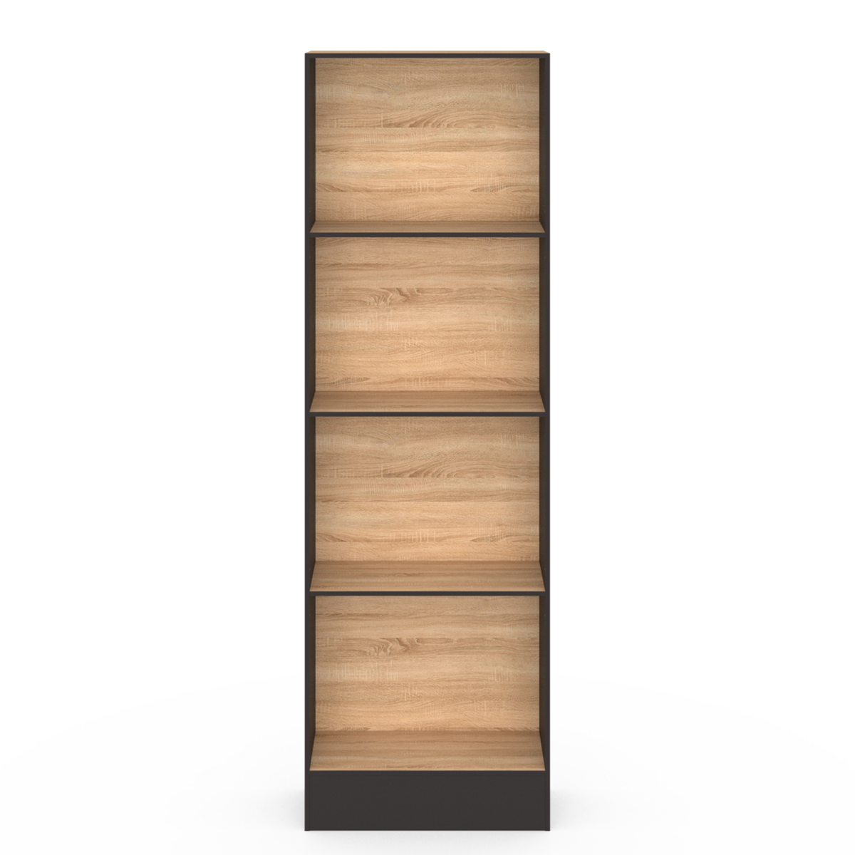 ID MARKET Etagère bibliothèque CARLA 5 niveaux noir et effet bois 190 cm