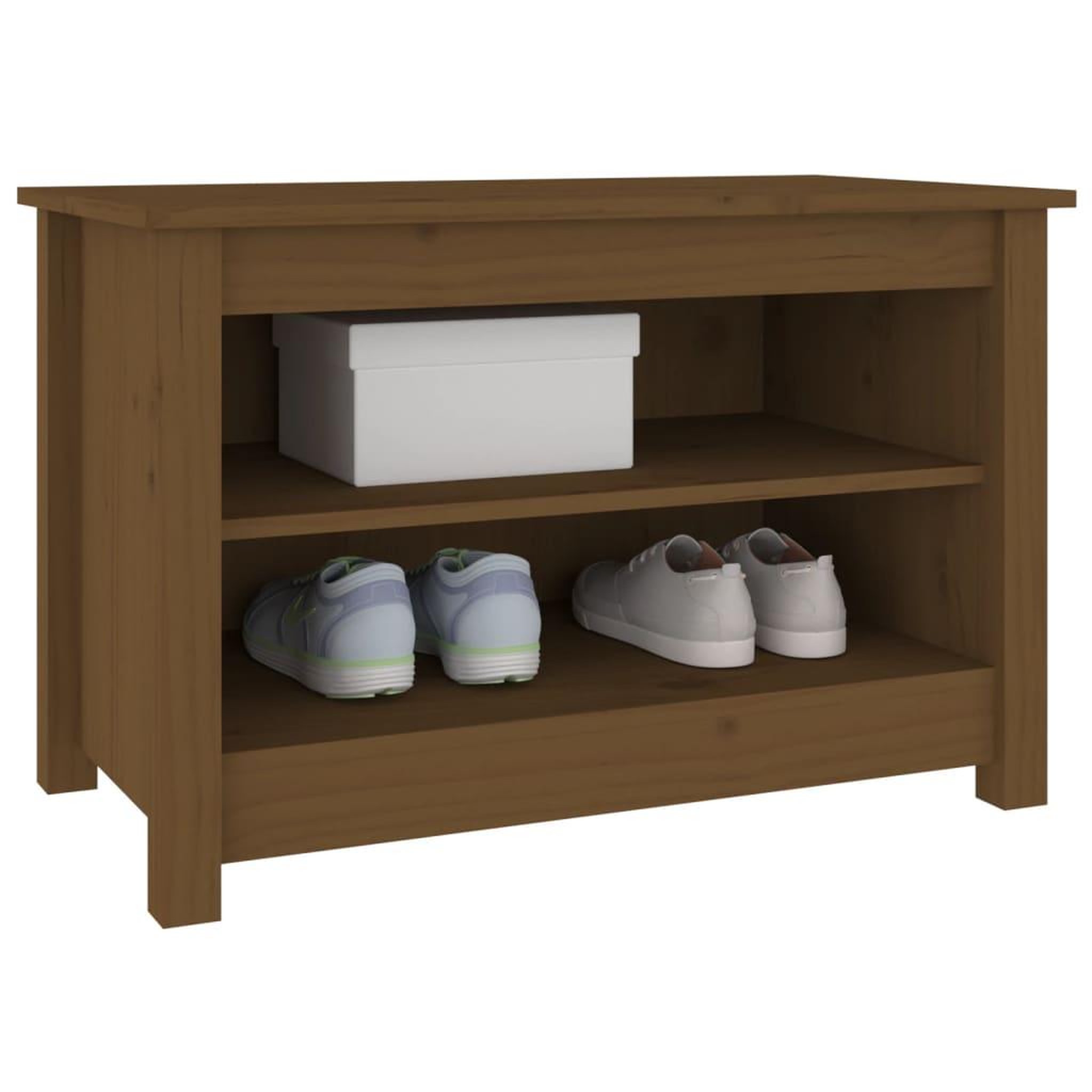 Voir la diapositive 5 : VIDAXL Banc a chaussures Marron miel 70x38x45,5 cm Pin massif