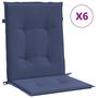 Voir la diapositive 2 : VIDAXL Coussins de chaise a dossier bas lot de 6 bleu marine tissu