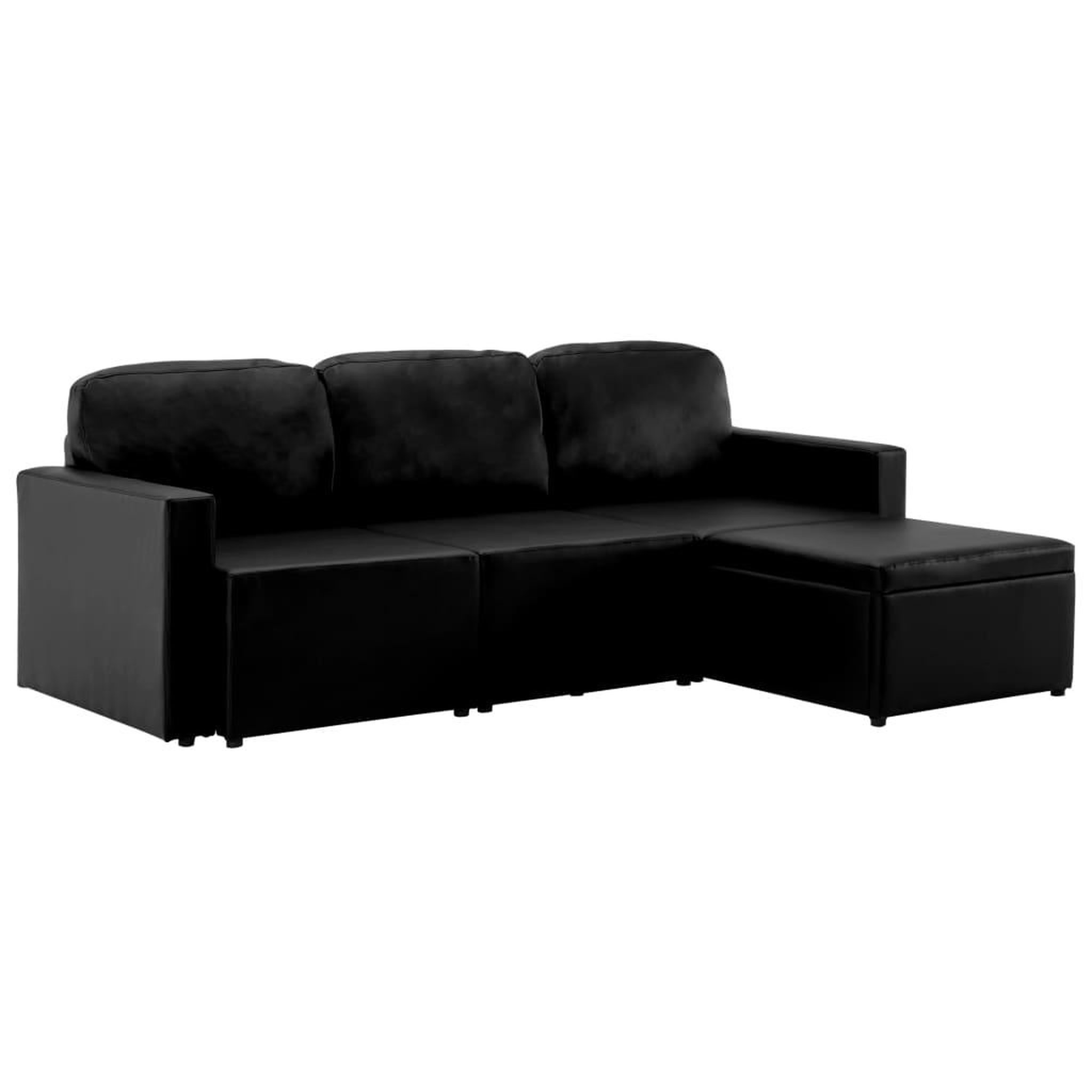 Voir la diapositive 2 : VIDAXL Canape-lit modulaire 3 places Noir Similicuir