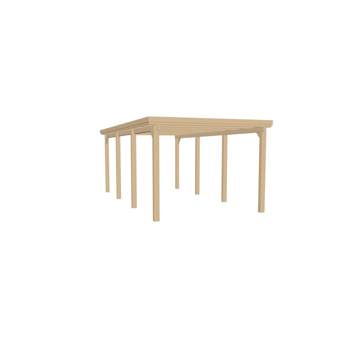 WEKA Carport - Bois traité autoclave - 19,7m² - 617 T2