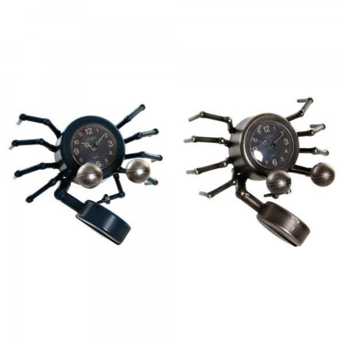 AAAAA Horloge de table DKD Home Decor Animal 23 x 22 x 14 cm Argenté Bleu Fer Vintage (2 Unités)