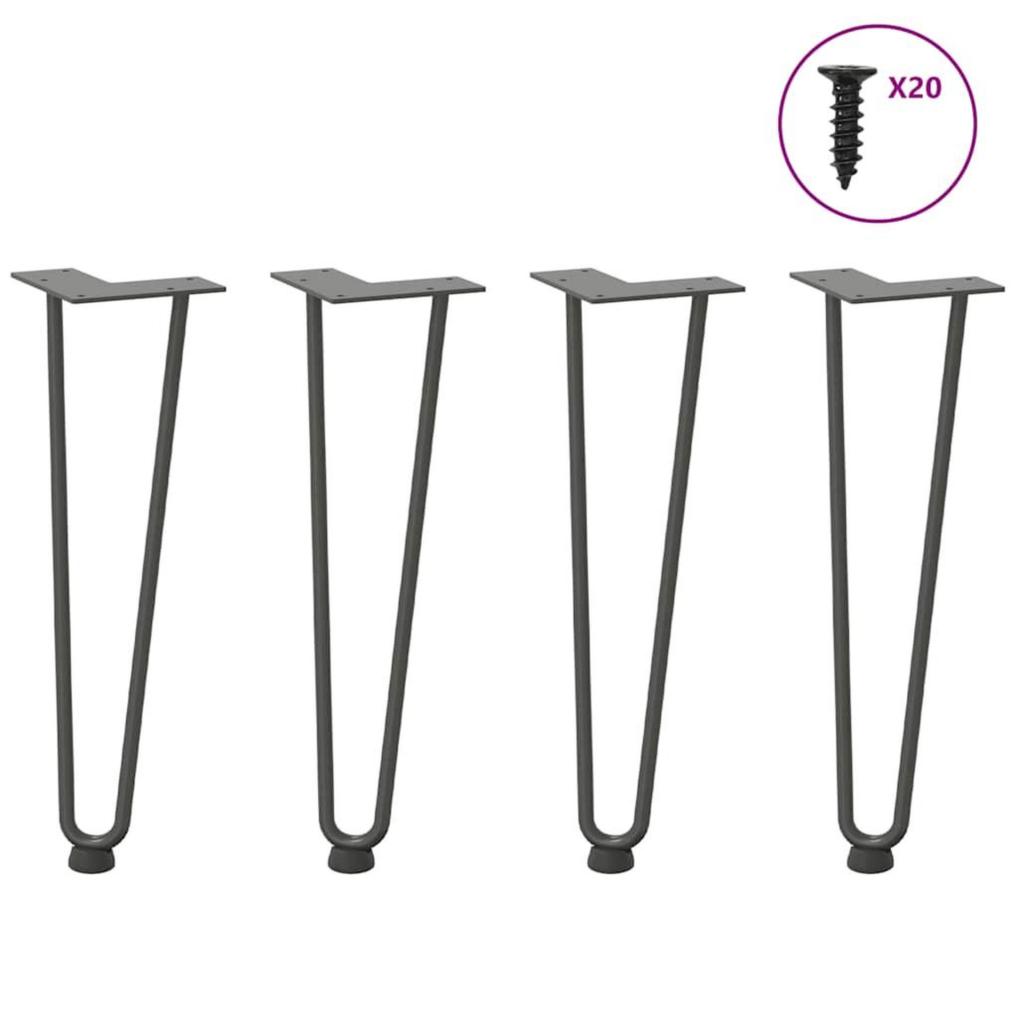 VIDAXL Pieds de table en forme d'epingle a cheveux 4 pcs anthracite