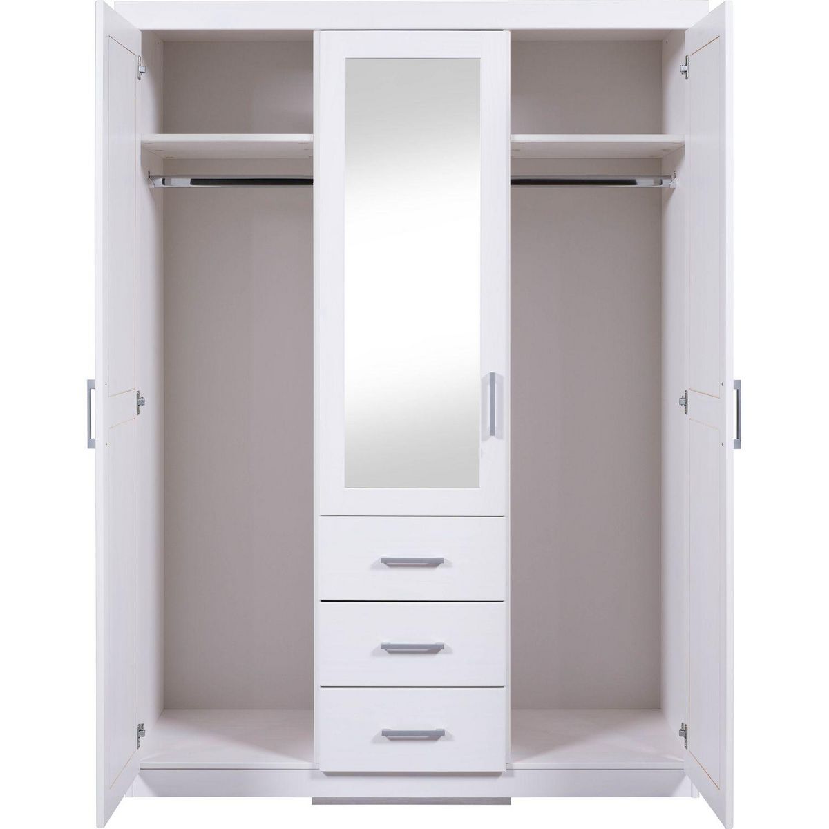 Armoire en  pin massif  3 tiroirs 3 portes +  miroir L140cm  GERALD