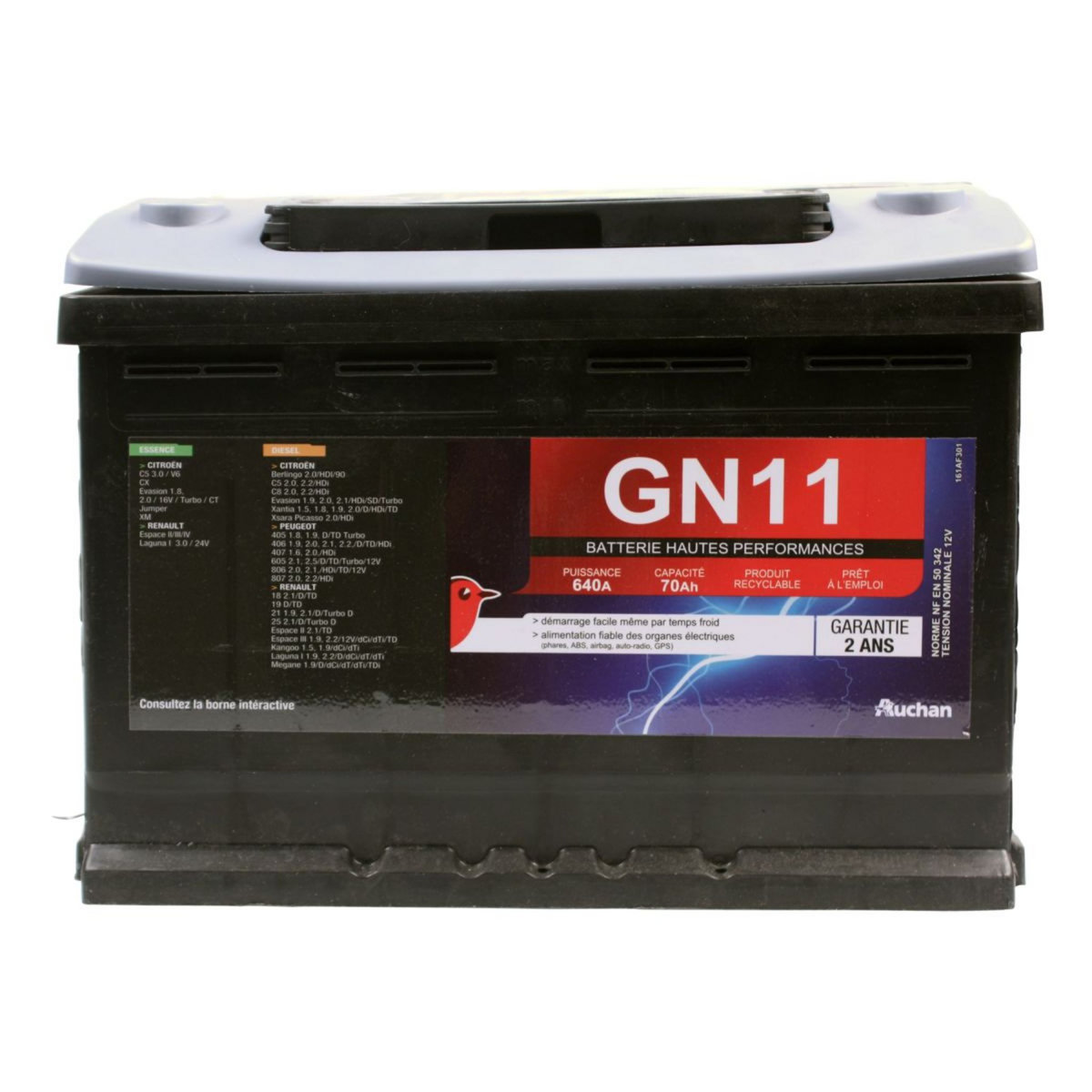 AUCHAN Batterie pour voiture GN11 640A 70Ah