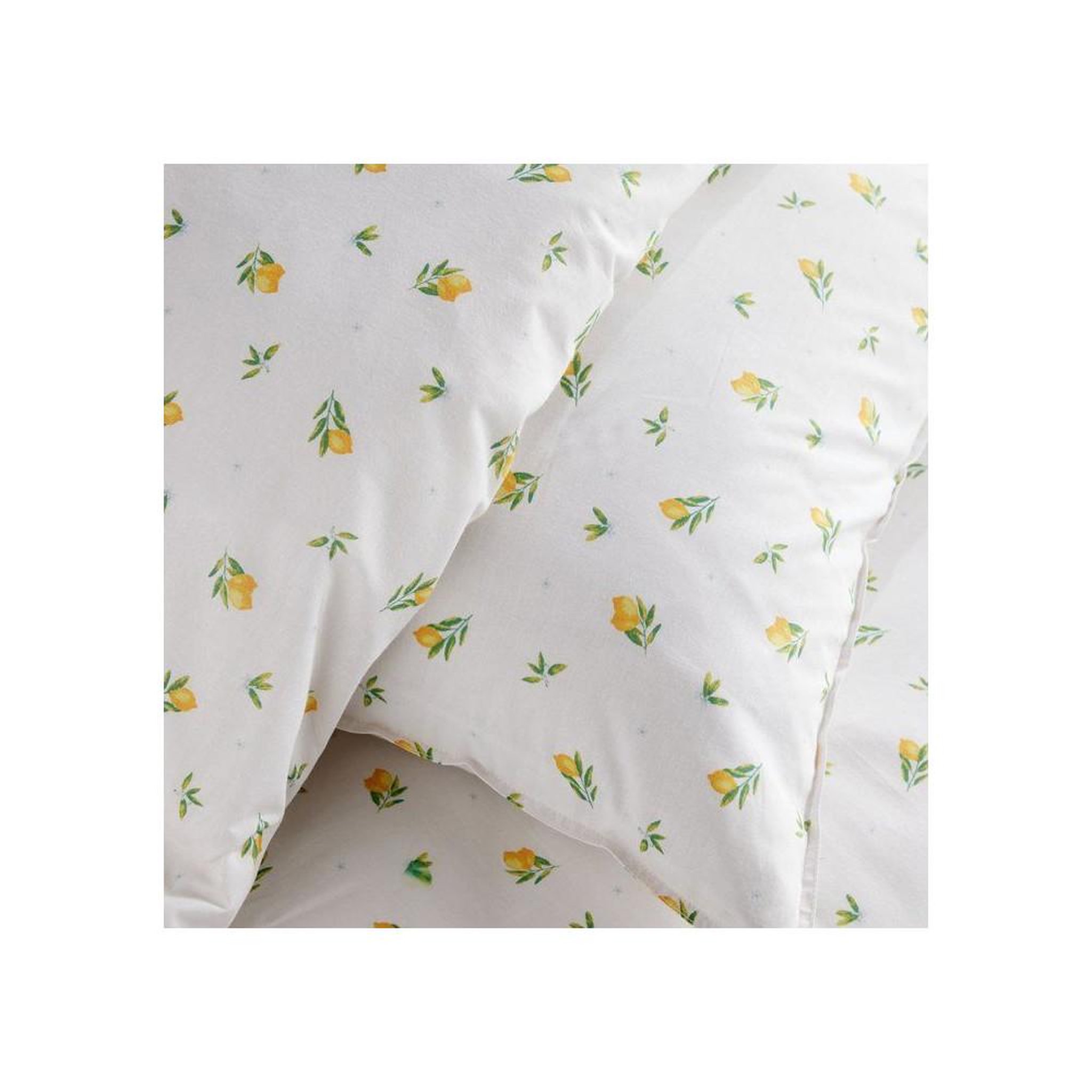 Voir la diapositive 3 : Today Parure de lit today sunshine imprimé floral citron blanc, coton 100% : housse de couette 260x240 cm et 2 taies 63x63 cm