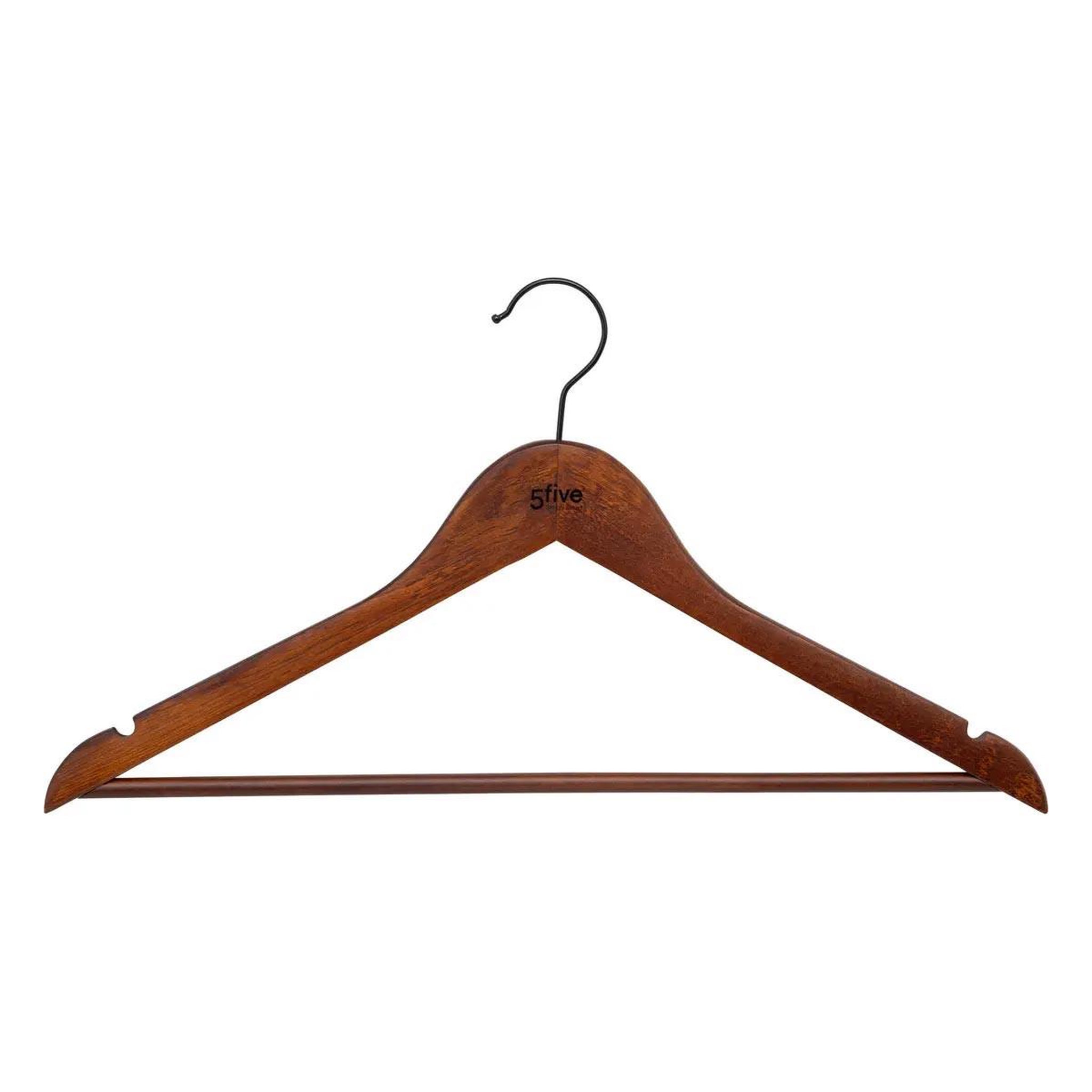 Voir la diapositive 2 : FIVE Lot de 2 cintres en bois  vintage  44cm marron
