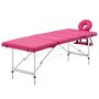 VIDAXL Table de massage pliable 4 zones Aluminium Rose