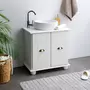 IDIMEX Meuble sous lavabo COLMAR meuble de rangement salle de bain meuble, sous vasque avec 2 portes, en pin massif lasuré blanc