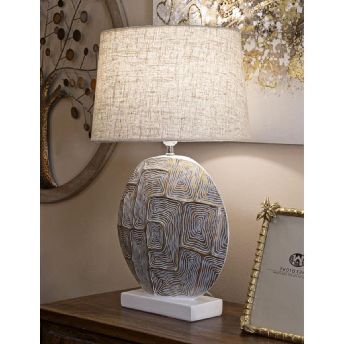 Paris Prix Lampe à Poser en Résine  Elips  68cm Or