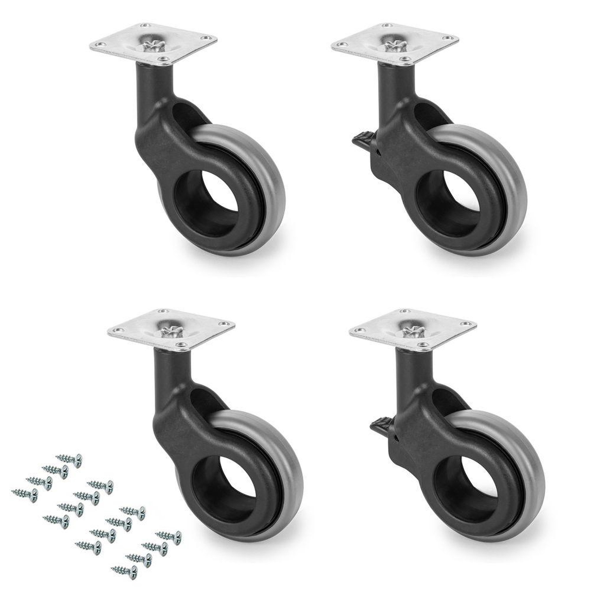 EMUCA SRL Kit roulettes Hole 2 avec platine de montage, Ø 50 mm, Plastique gris