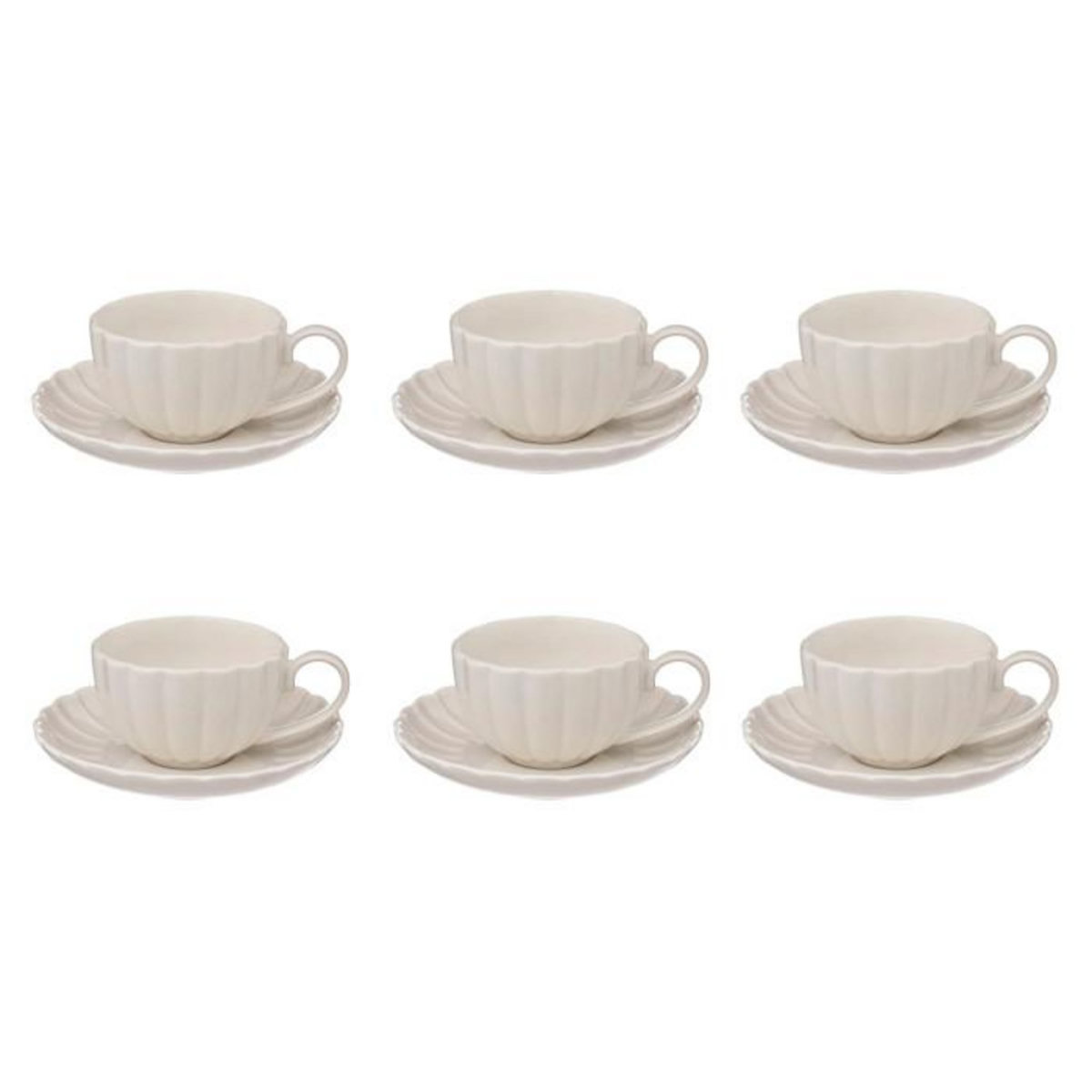 SECRET DE GOURMET Lot de 6 Tasses & Sous-Tasses  Romy  9cm Blanc
