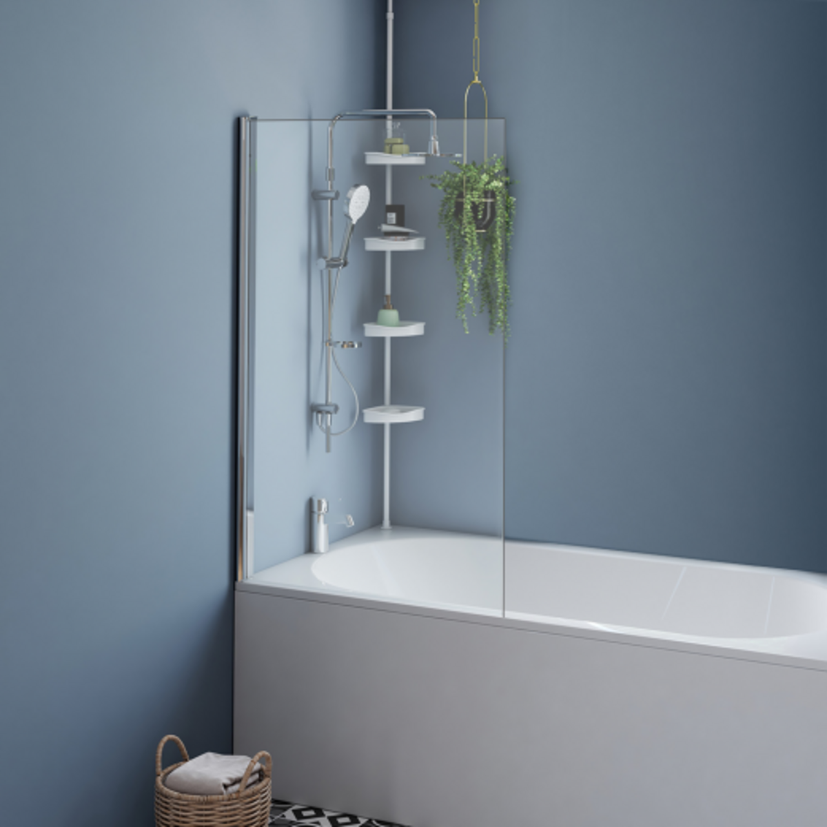 ID MARKET Pare baignoire 1 volet 70x120 cm avec profilé en aluminium argenté