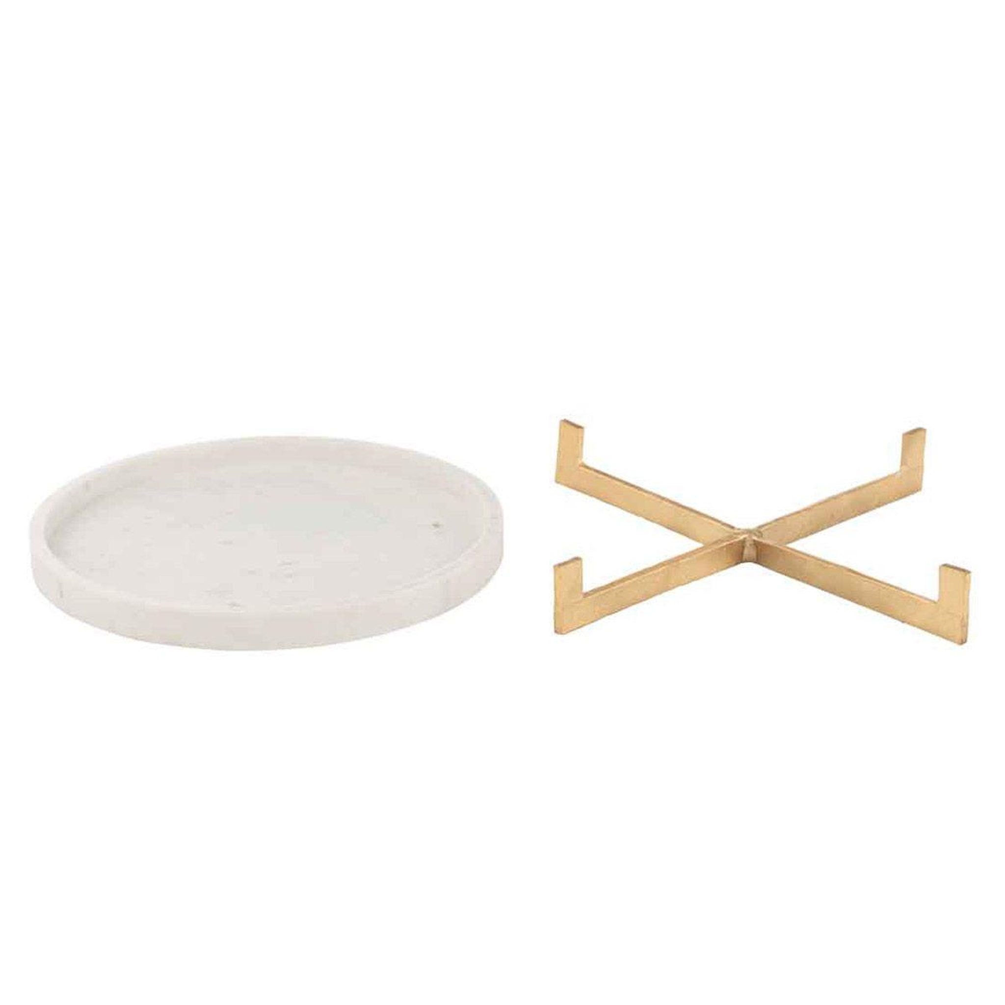 Voir la diapositive 2 : J-LINE Plateau Déco  Marbre  43cm Champagne