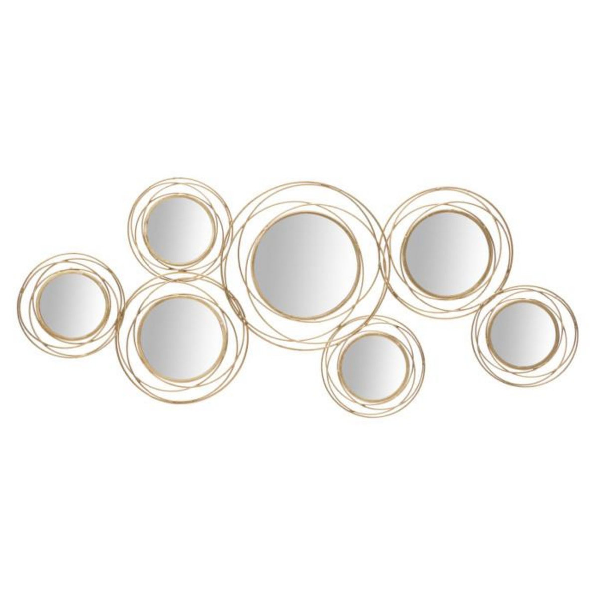 Paris Prix Décoration Murale 7 Miroirs  Ronds  124cm Or