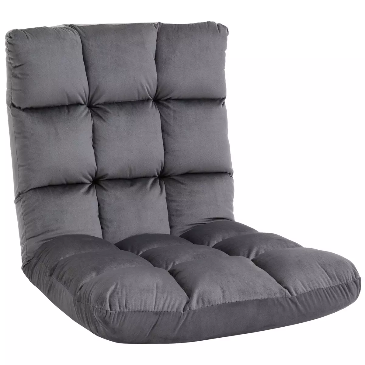 HOMCOM Fauteuil convertible fauteuil paresseux grand confort inclinaison dossier multipositions 90°-180° flanelle polyester capitonné gris foncé