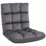 HOMCOM Fauteuil convertible fauteuil paresseux grand confort inclinaison dossier multipositions 90°-180° flanelle polyester capitonné gris foncé