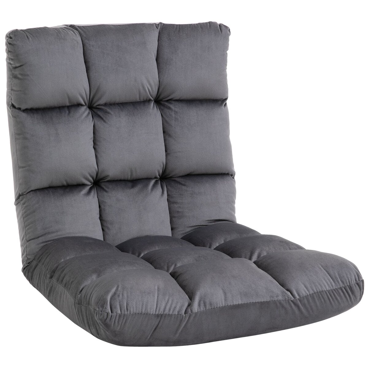 HOMCOM Banquette fauteuil chauffeuse convertible en lit d'appoint 1 place  dossier inclinable 5 positions avec 2 coussins gris