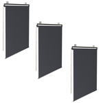 ID MARKET Lot de 3 stores enrouleurs L.124 x H. 225 CM pour pergola gris anthracite