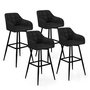 Voir la diapositive 1 : ID MARKET Lot de 4 tabourets de bar MADY avec accoudoirs en velours noir