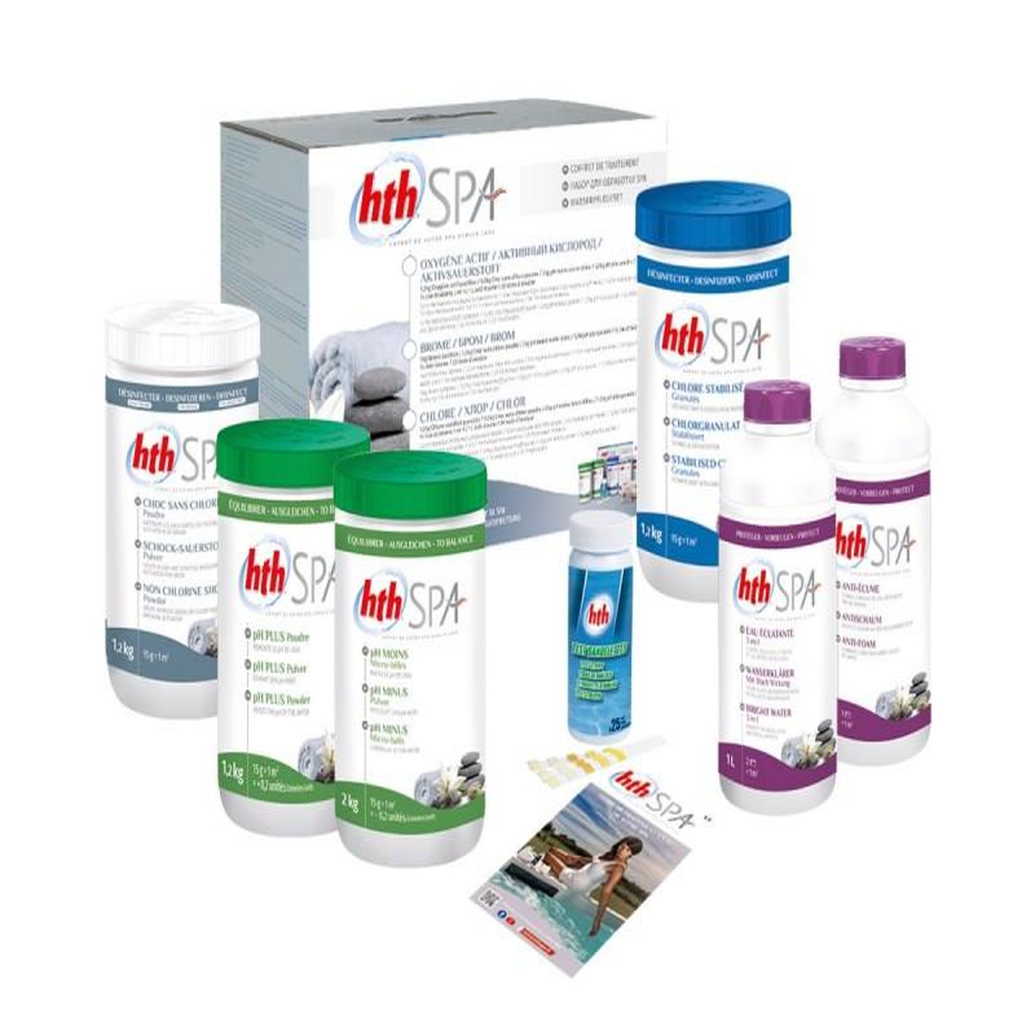 Voir la diapositive 2 : HTH Coffret de traitement chlore pour spa - HTH