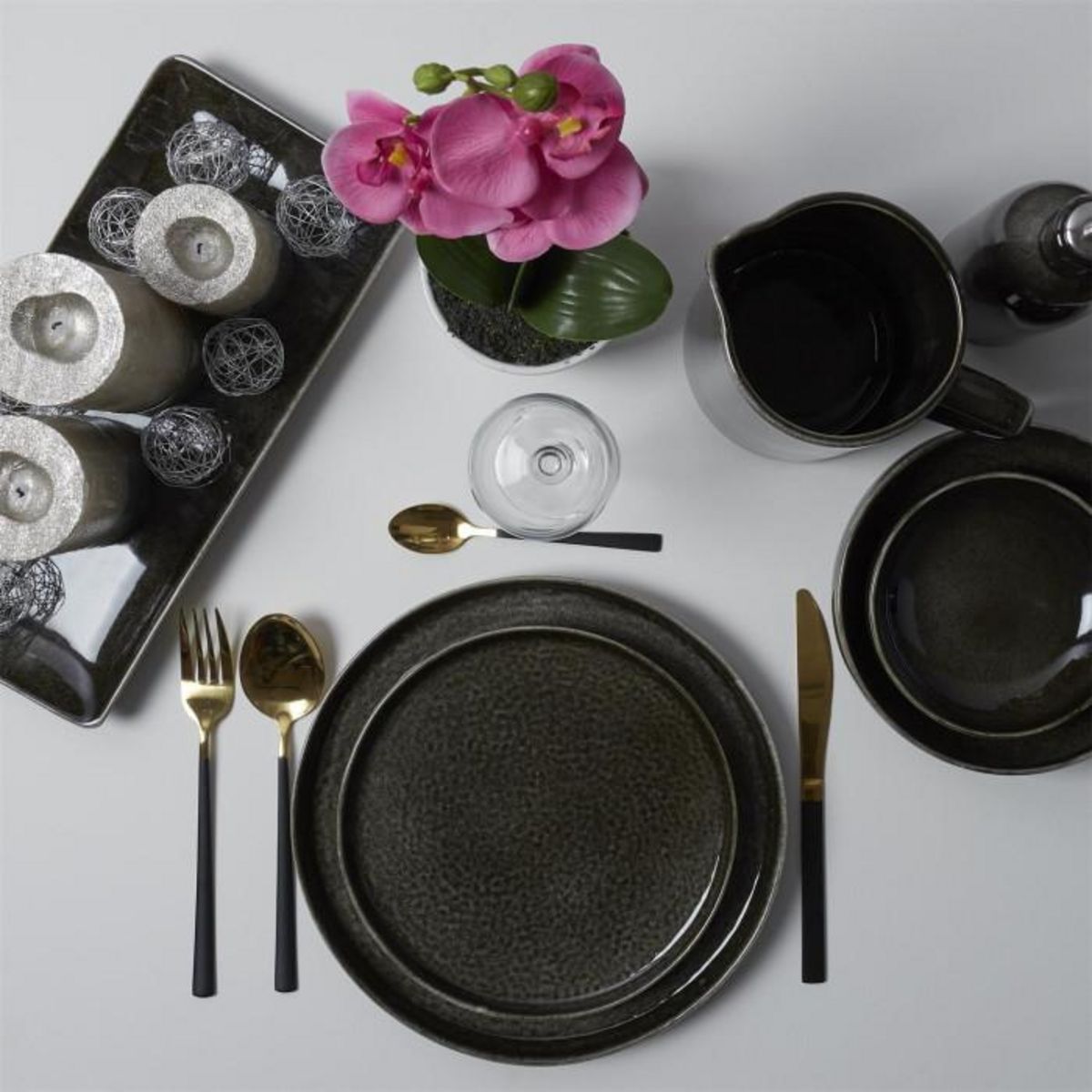 Paris Prix Lot de 6 Assiettes à Dessert  Gancia  20cm Noir