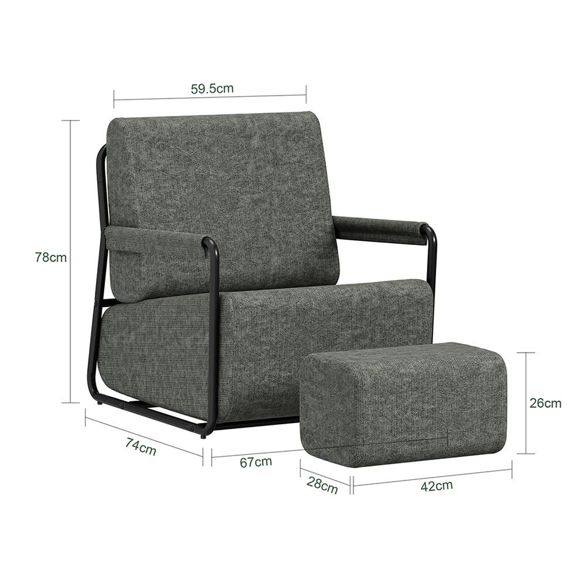 Voir la diapositive 3 : SOBUY Fauteuil relax avec repose-pieds gris foncé 74x67x78cm fst99-dg