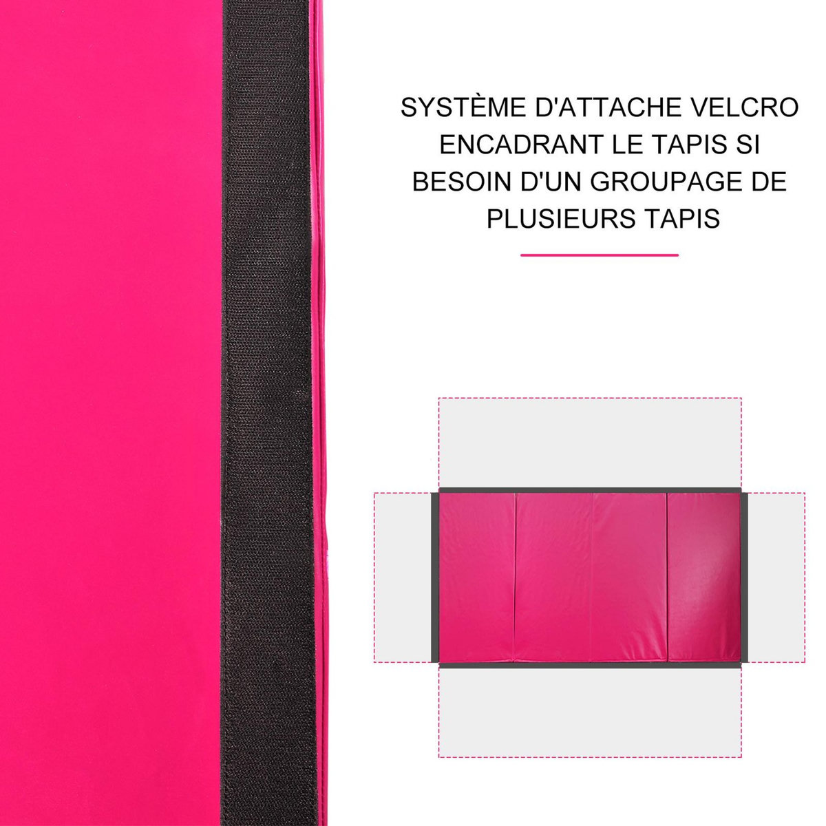 HOMCOM Tapis de sol gymnastique Fitness pliable portable rembourrage mousse 5 cm grand confort revêtement synthétique dim. 2,93L m x 1,15l m rose