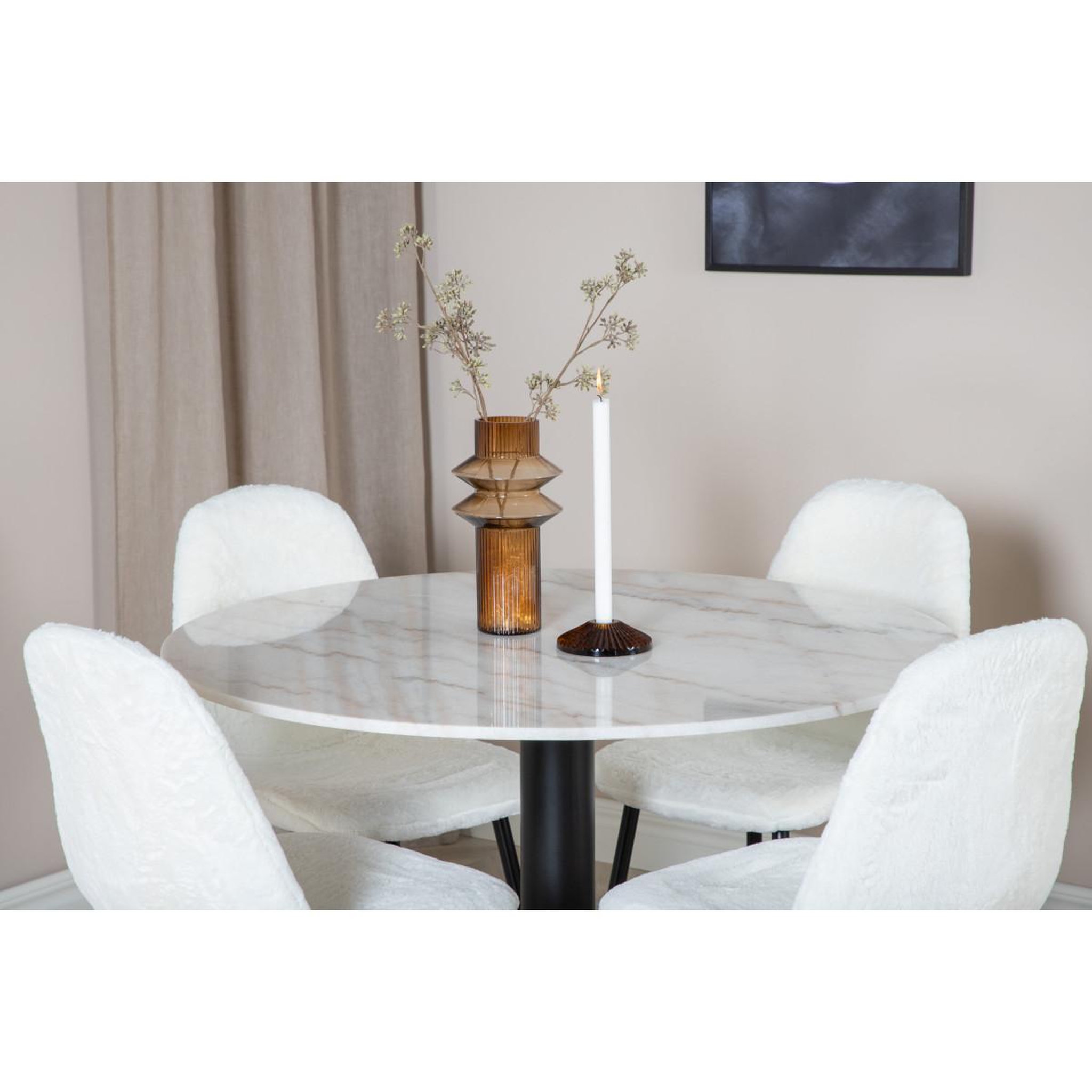 Voir la diapositive 6 : Paris Prix Ensemble Table à Manger & 4 Chaises  Estelle I & Polar I  106cm Blanc