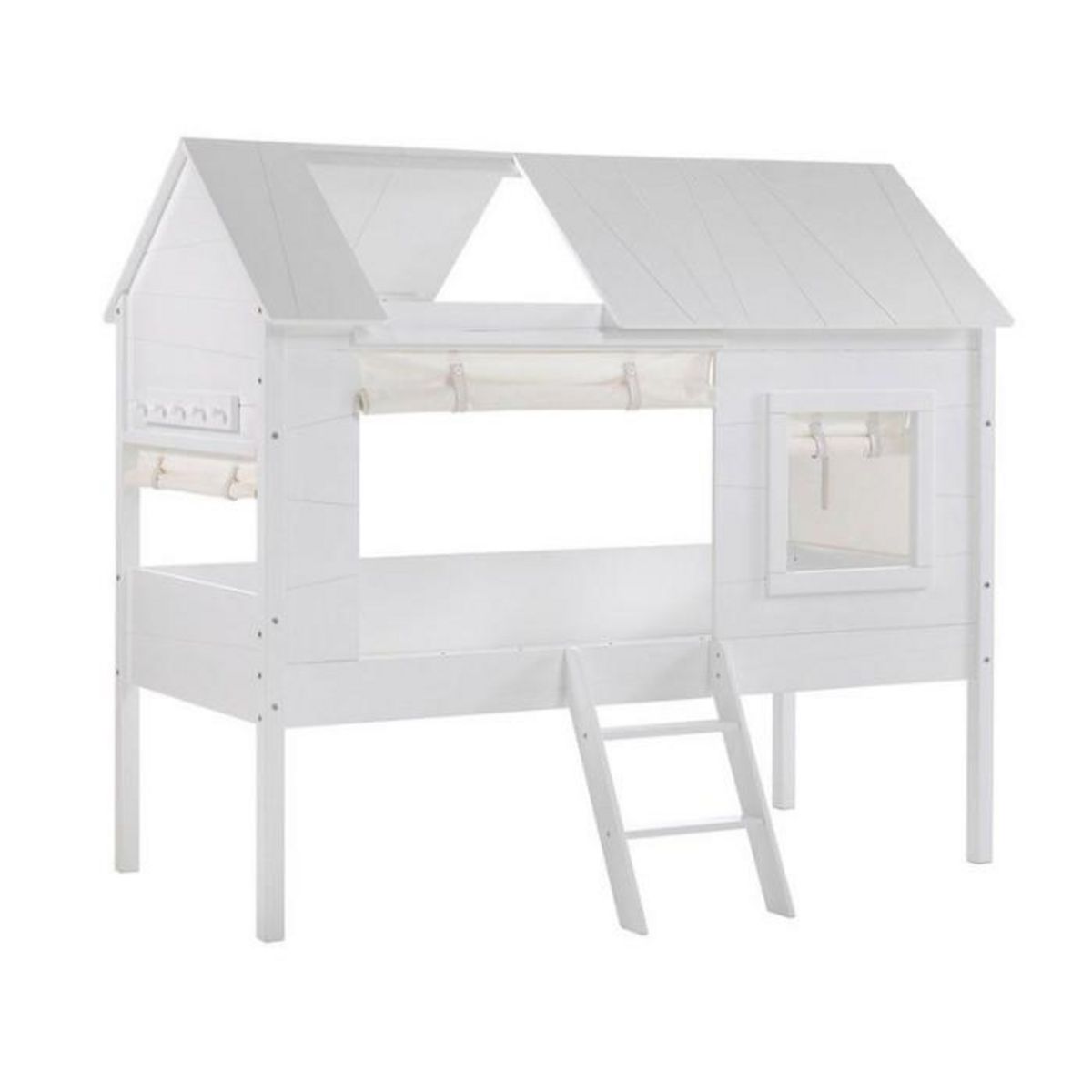 Paris Prix Lit Enfant Cabane & Rideaux  Charlotte  90x200cm Blanc