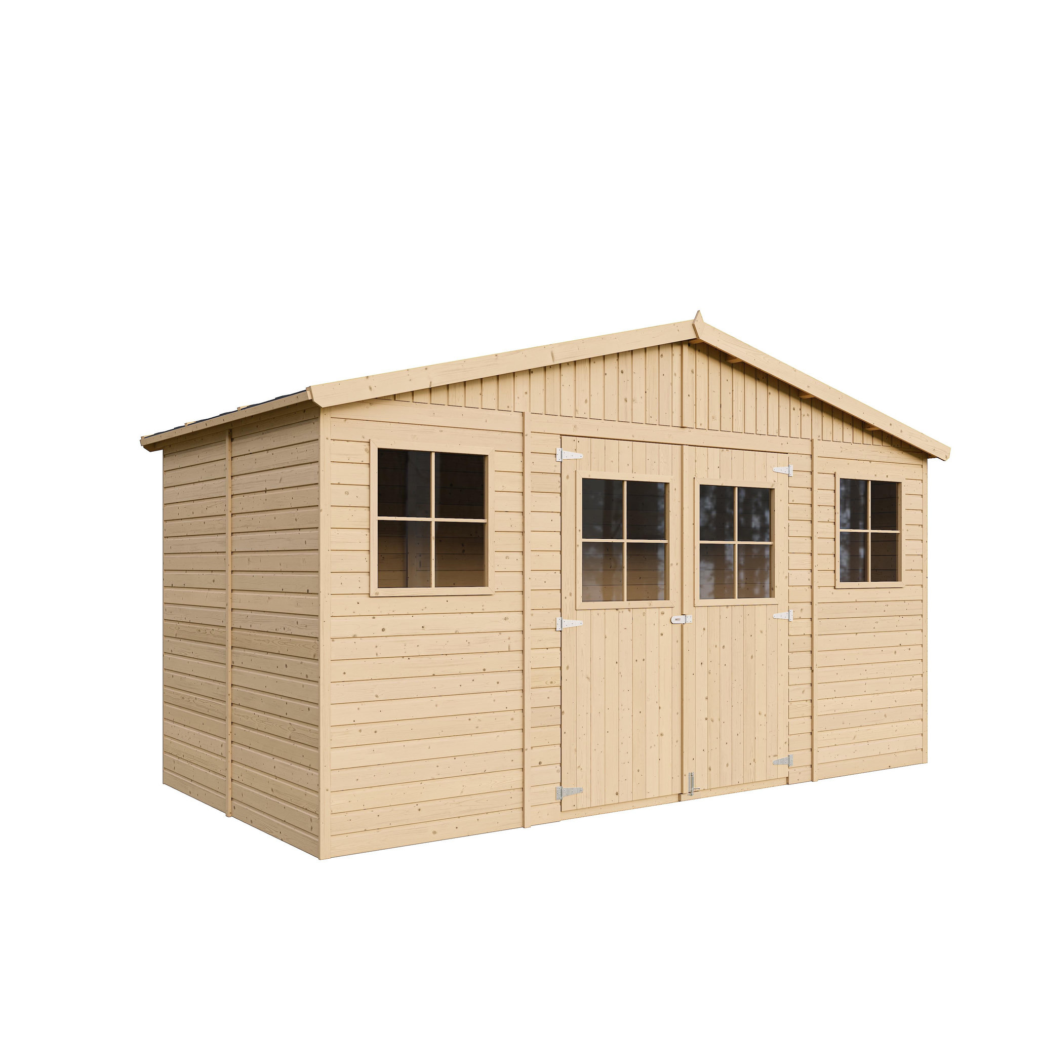 TIMBELA Abri de jardin en bois Exterieur avec plancher imprégné Construction de Panneaux M332+M332G