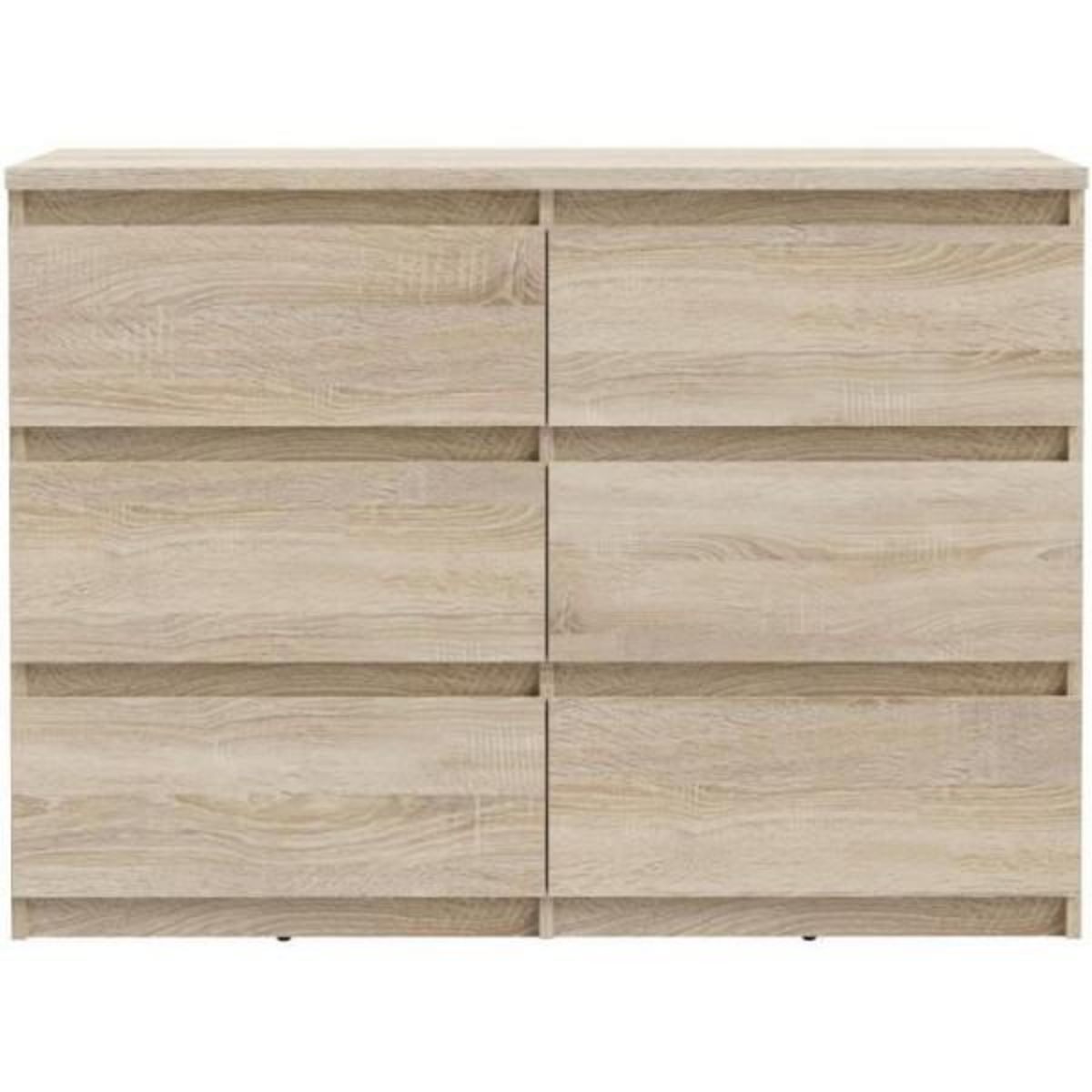 MARKET24 Commode CHELSEA 6 tiroirs - L 110 x P 42 x H 80 - Décor chene sonoma