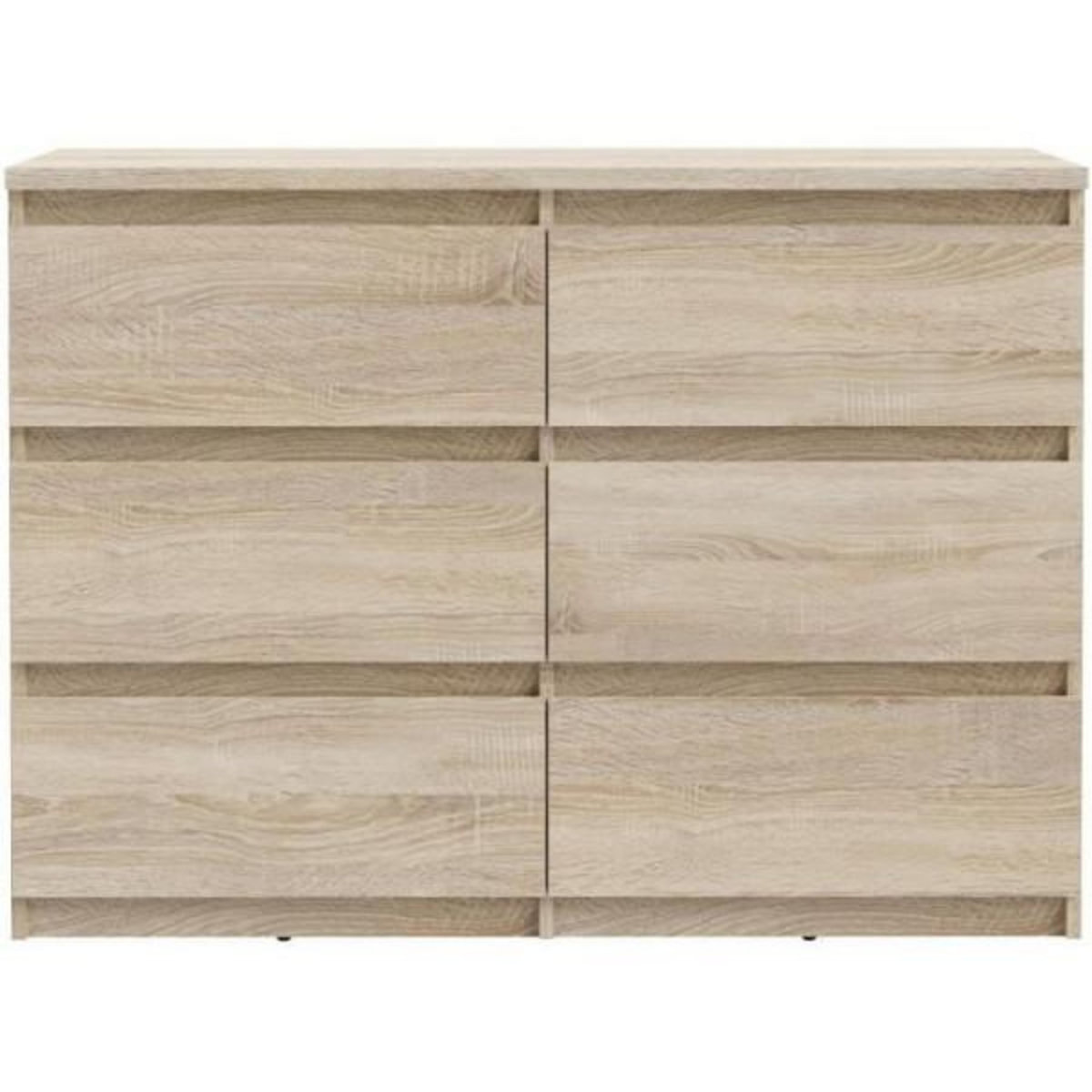 MARKET24 Commode CHELSEA 6 tiroirs - L 110 x P 42 x H 80 - Décor chene sonoma