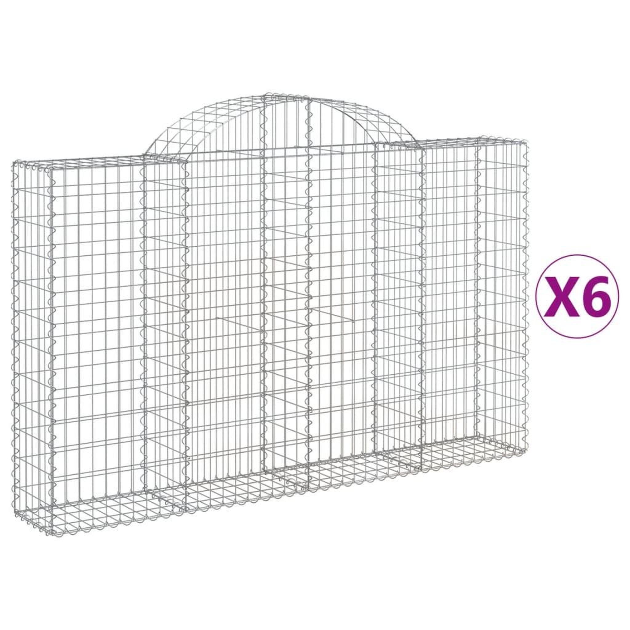 Voir la diapositive 2 : VIDAXL Paniers a gabions arques 6 pcs 200x30x120/140 cm Fer galvanise