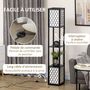 Voir la diapositive 6 : HOMCOM Lampadaire étagère lampe étagère dim. 26L x 26l x 156H cm 2 étagères MDF motif nid d'abeille noir