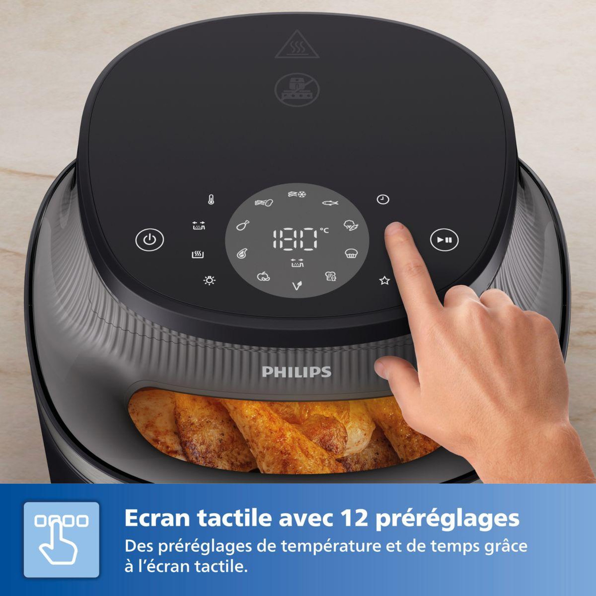 Voir la diapositive 3 : Philips Airfryer NA342/00 Friteuse sans huile avec fenêtre de cuisson Noir/Doré, Série 3000 7.2L