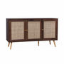 Voir la diapositive 1 : SWEEEK Buffet de rangement en cannage 120x39x70cm  - Bohème - 2 niveaux. 3 portes. pieds scandinaves. buffet bas