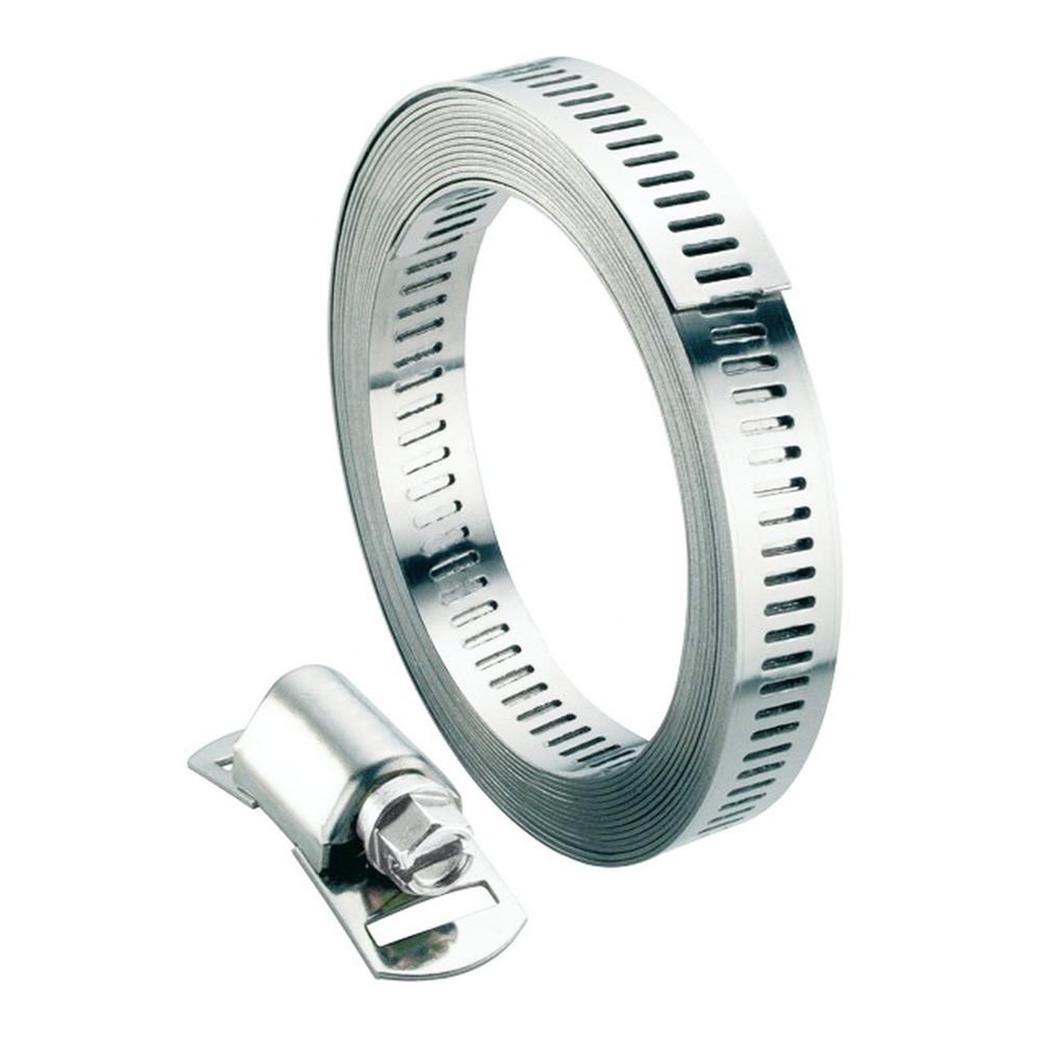CENTRALE BRICO Kit collier bande ajourée de serrage sans fin 3 mètres en inox, l. 13 mm