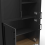 Voir la diapositive 6 : ID MARKET Buffet haut H. 125 cm VITO 4 portes noir et bois