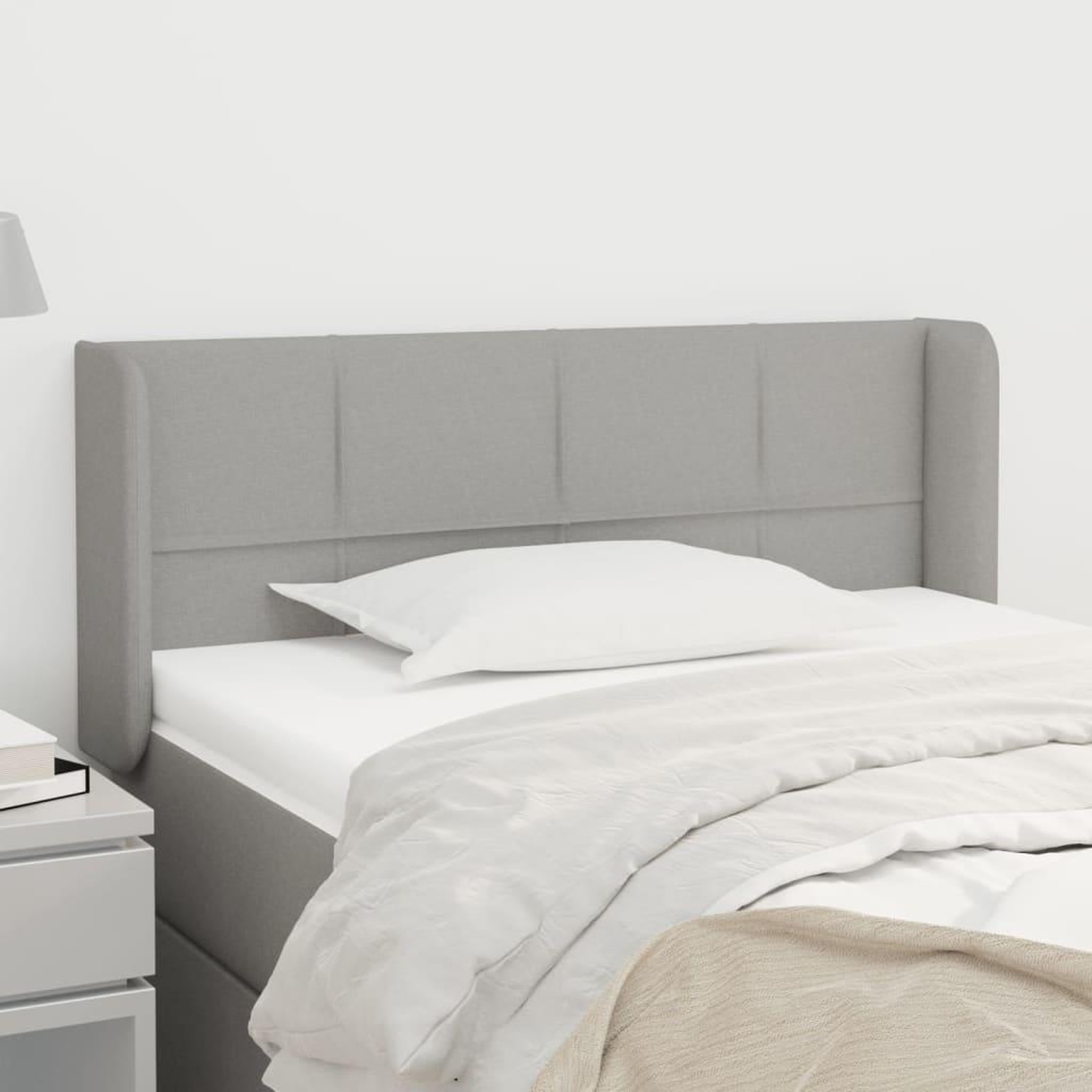 Voir la diapositive 1 : VIDAXL Tete de lit avec oreilles Gris clair 93x16x78/88 cm Tissu