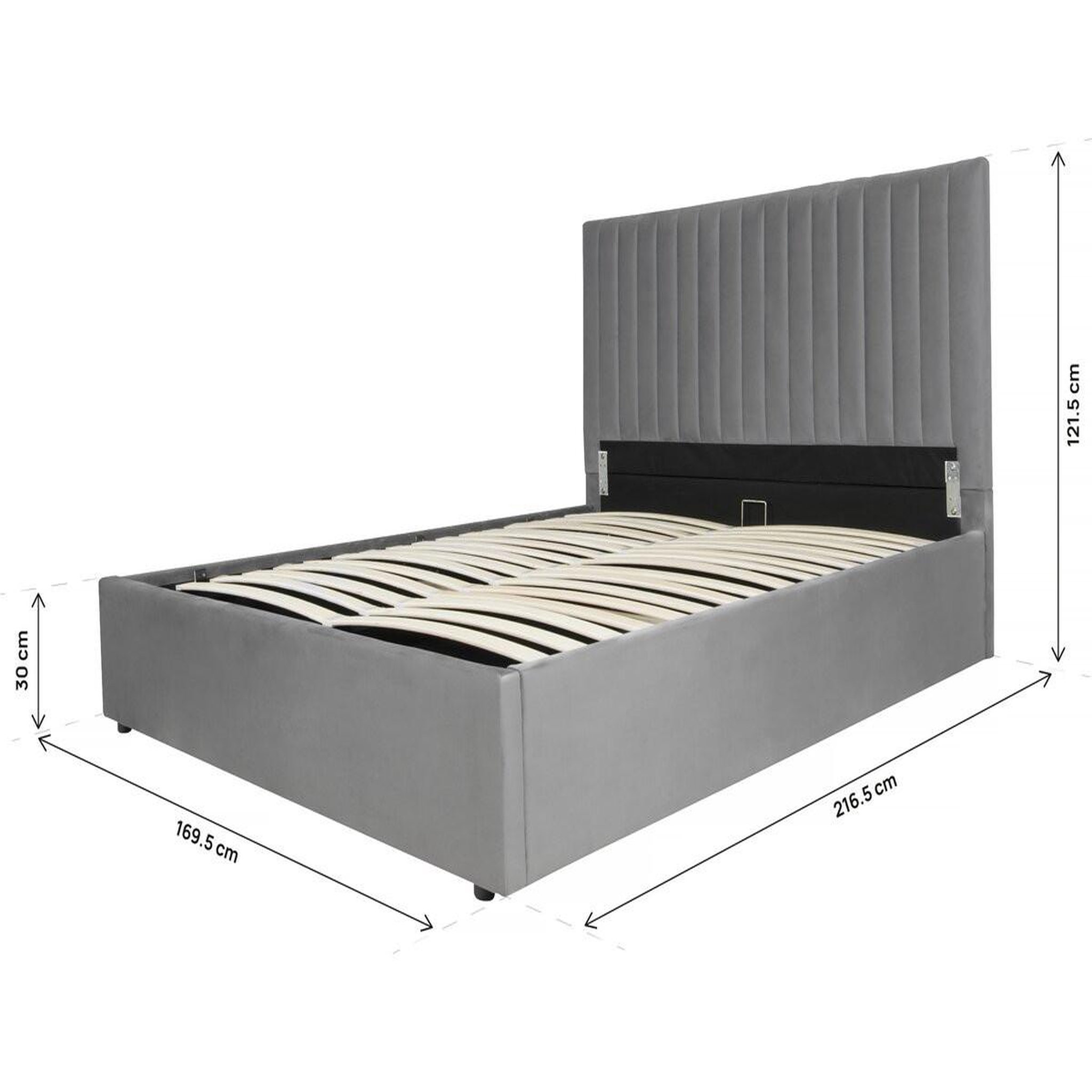 Voir la diapositive 4 : Habitat et Jardin Lit avec coffre  mia  - 160 x 200 cm - gris