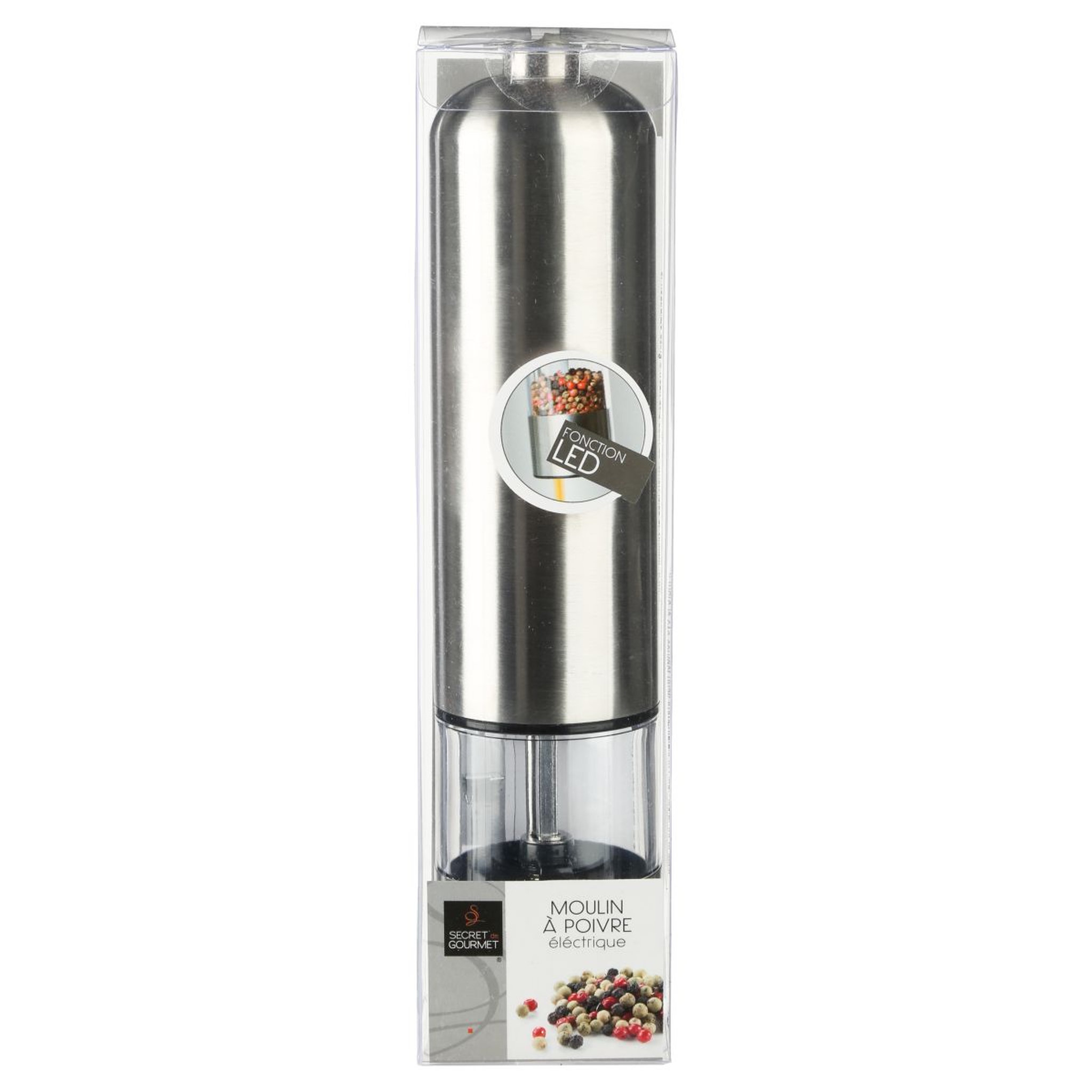 Voir la diapositive 2 : SECRET DE GOURMET Moulin à poivre électronique led en inox
