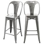 Rendez vous déco Lot de 2 chaises pour îlot central 67 cm en métal chrome - Indus. Coloris disponibles : Gris, Marron
