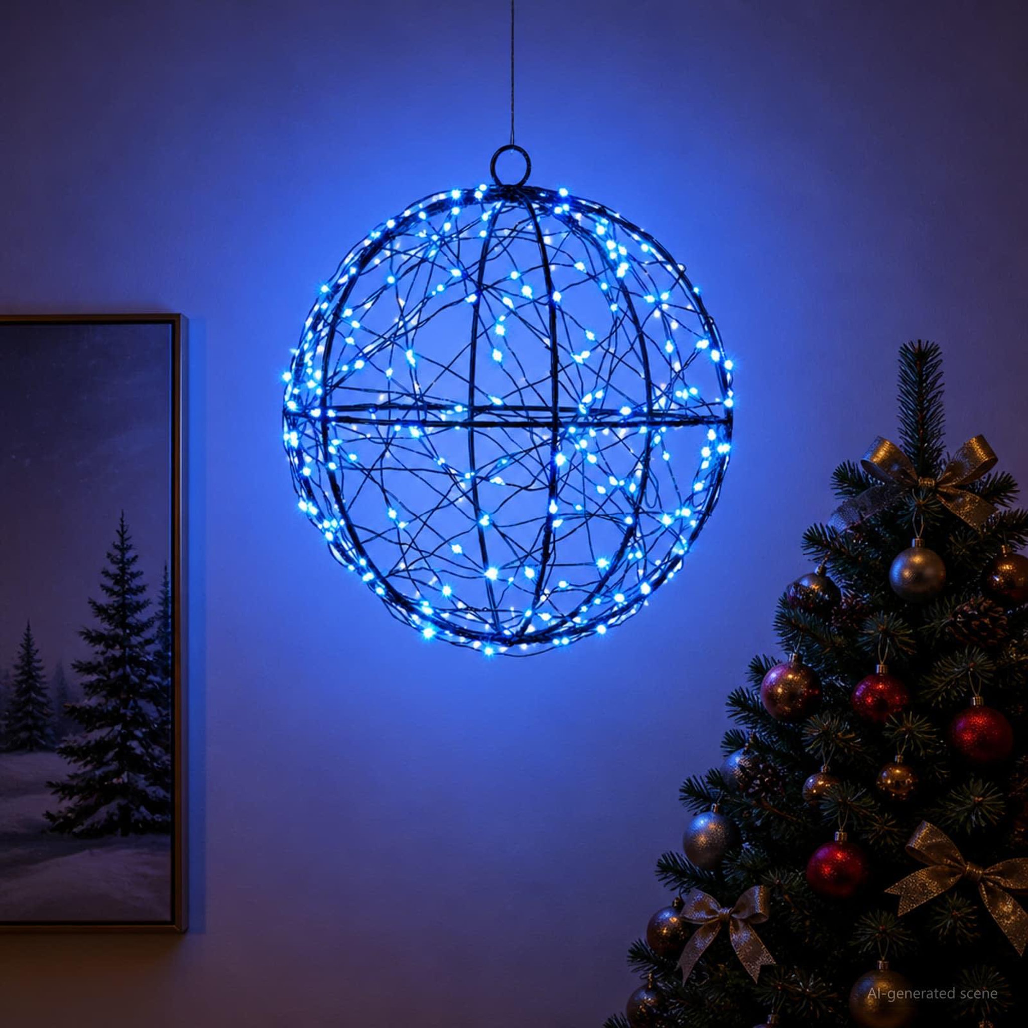 Voir la diapositive 4 : VIDAXL Lumiere de finial de Noël 200 LED Bleu Ø 20 x 22 cm