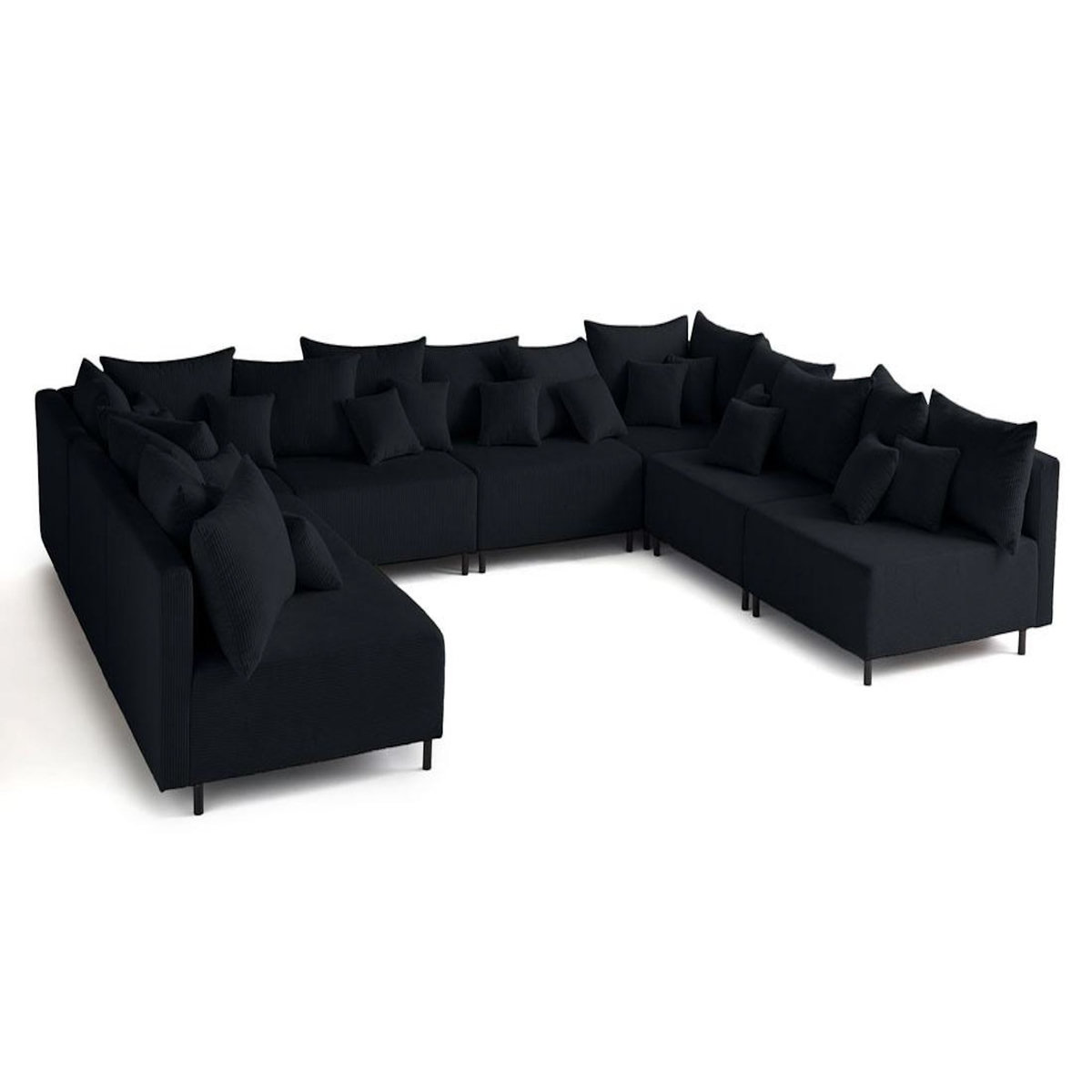 LISA DESIGN Edinburg - canapé modulable panoramique 8 places - en velours côtelé